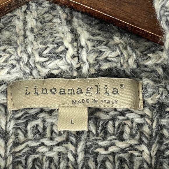 Lineamaglia Women's Wool-Blend Gray Sweater Large Open Cardigan Made in Italy - Picture 3 of 8